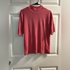 Sag Harbor Short Sleeve Mock Neck Pink Sweater Sz 2 XL